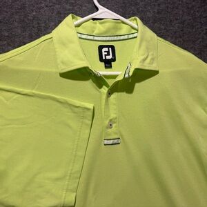 Foot Joy Polo Shirt Mens XL neon yellow green performance soft Golf Active Comfy